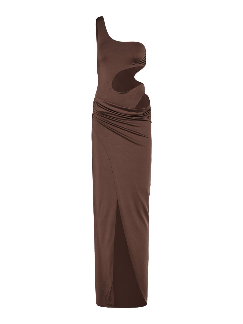 INDIRA DRESS – DARK BROWN